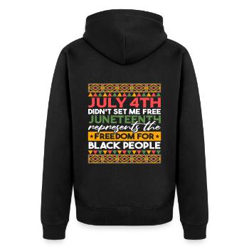 July 4th | Juneteenth | Freedom Day - Unisex Premium Organic Zip Hoodie - black - Back - Nico (187cm)
