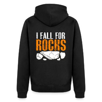 Lustige Gesteinsjagd Mineral Geologe - Unisex Premium Bio Zip Hoodie - Schwarz - Hinten - Nico (187cm)