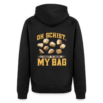 Lustige Mineralienjagd Felsen Geologe - Unisex Premium Bio Zip Hoodie - Schwarz - Hinten - Nico (187cm)