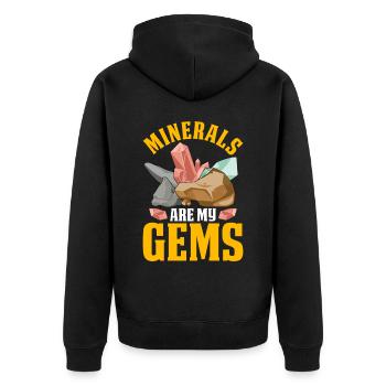 Lustige Mineralienjagd Felsen Geologe - Unisex Premium Bio Zip Hoodie - Schwarz - Hinten - Nico (187cm)