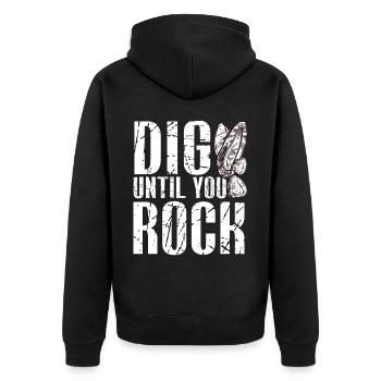 Lustige Gesteinsjagd Mineral Geologe - Unisex Premium Bio Zip Hoodie - Schwarz - Hinten - Nico (187cm)