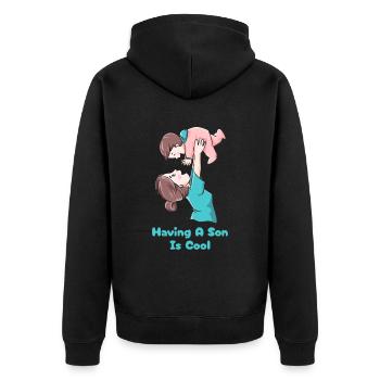 Mom Mutter Mutter - Unisex Premium Bio Zip Hoodie - Schwarz - Hinten - Nico (187cm)