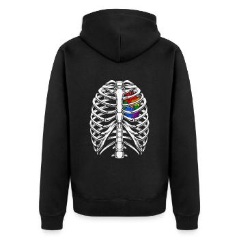 Genderfluide Cool - Unisex Premium Bio Zip Hoodie - Schwarz - Hinten - Nico (187cm)