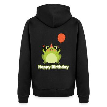 Hoppy Birthday Frog Frogs Kids - Unisex Premium Organic Zip Hoodie - black - Back - Nico (187cm)