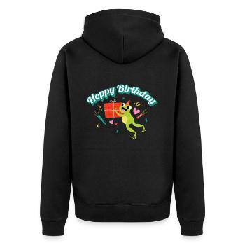 Hoppy Birthday Frog Frogs Kids - Unisex Premium Organic Zip Hoodie - black - Back - Nico (187cm)