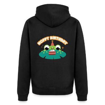 Hoppy Birthday Frog Frogs Kids - Unisex Premium Organic Zip Hoodie - black - Back - Nico (187cm)