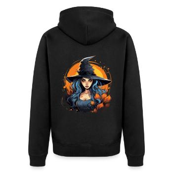 Halloween Sorcière mystique à la lueur de la pleine lune - Veste à capuche bio Premium Unisexe - noir - Dos - Nico (187cm)