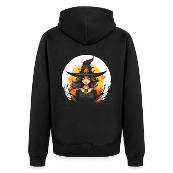 Sorcière moderne au clair de lune pour les femmes d’Halloween - Veste à capuche bio Premium Unisexe - noir - Dos - Nico (187cm)
