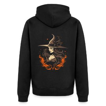 Splendeur magique de la sorcière: Feu de sorcière moderne élégant - Veste à capuche bio Premium Unisexe - noir - Dos - Nico (187cm)