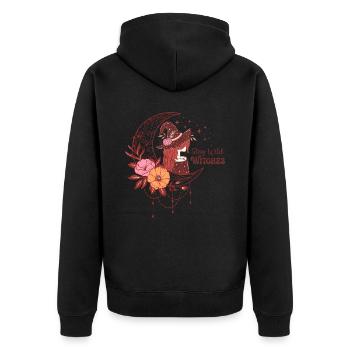Sorcière et croissant vintage : Restez sorcières sauvages - Veste à capuche bio Premium Unisexe - noir - Dos - Nico (187cm)