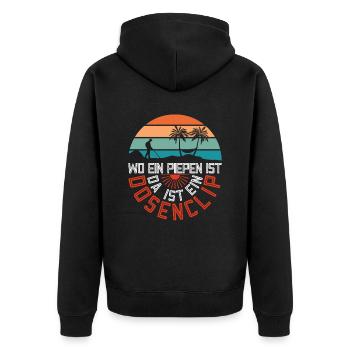 Piepen Dosenclip.. - Metalldetektor Sondengänger - Unisex Premium Bio Zip Hoodie - Schwarz - Hinten - Nico (187cm)