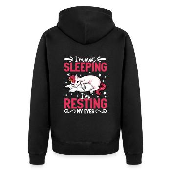 I Don't Sleep - Unicorn - Unisex Premium Organic Zip Hoodie - black - Back - Nico (187cm)