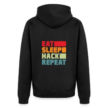 Hacker Coder Computerfreak Nerd Hacking Geschenk - Unisex Premium Bio Zip Hoodie - Schwarz - Hinten - Nico (187cm)