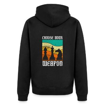 Schach - Unisex Premium Bio Zip Hoodie - Schwarz - Hinten - Nico (187cm)