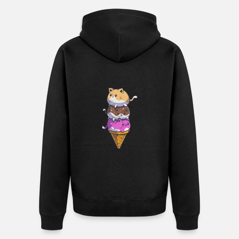 Eiscreme - Unisex Premium Bio Zip Hoodie - Schwarz