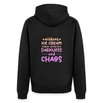 Eiscreme Eis Eiskrem Ice Cream Sommer Geschenk - Unisex Premium Bio Zip Hoodie - Schwarz - Hinten - Nico (187cm)