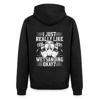 Fahrzeuglackierer Autolackierer - Unisex Premium Bio Zip Hoodie - Schwarz - Hinten - Nico (187cm)