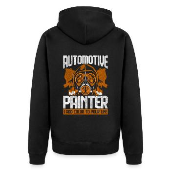 Fahrzeuglackierer Autolackierer - Unisex Premium Bio Zip Hoodie - Schwarz - Hinten - Nico (187cm)
