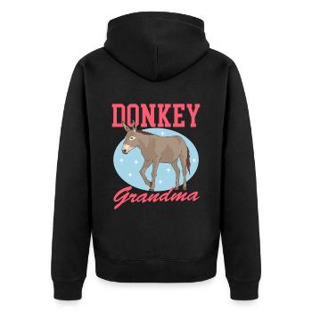 Esel Oma Eselbesitzerin Eselliebhaber Geschenk - Unisex Premium Bio Zip Hoodie - Schwarz - Hinten - Nico (187cm)