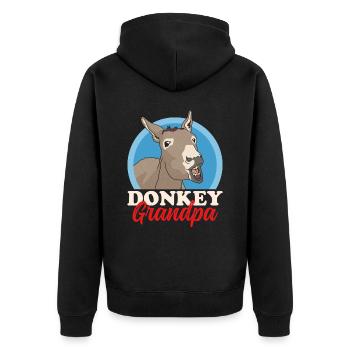 Esel Opa | Eselbesitzer Eselliebhaber Geschenk - Unisex Premium Bio Zip Hoodie - Schwarz - Hinten - Nico (187cm)