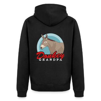 Esel Opa Eselliebhaber Eselbesitzer Geschenk - Unisex Premium Bio Zip Hoodie - Schwarz - Hinten - Nico (187cm)