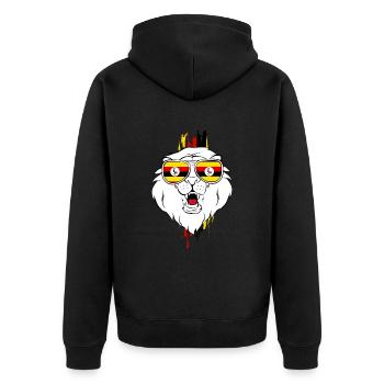 Uganda - Unisex Premium Bio Zip Hoodie - Schwarz - Hinten - Nico (187cm)