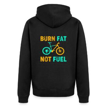 Burn Fat Not Fuel - Fahrrad Radfahrer Spruch - Unisex Premium Bio Zip Hoodie - Schwarz - Hinten - Nico (187cm)