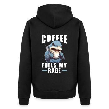 Kaffeehai-Liebhaber Meeresbiologie Koffein-Trinker - Unisex Premium Bio Zip Hoodie - Schwarz - Hinten - Nico (187cm)