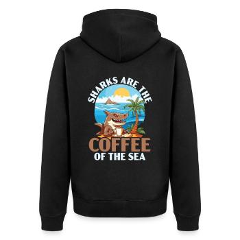 Kaffeehai-Liebhaber Meeresbiologie Koffein-Trinker - Unisex Premium Bio Zip Hoodie - Schwarz - Hinten - Nico (187cm)