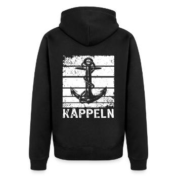 Kappeln Sprüche Kappelner Spruch - Unisex Premium Bio Zip Hoodie - Schwarz - Hinten - Nico (187cm)