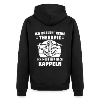 Kappeln Sprüche Kappelner - Unisex Premium Bio Zip Hoodie - Schwarz - Hinten - Nico (187cm)