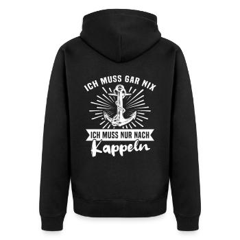 Kappeln Kappelner - Unisex Premium Bio Zip Hoodie - Schwarz - Hinten - Nico (187cm)