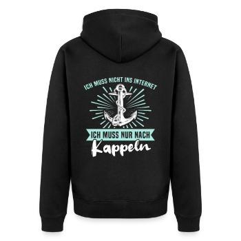 Kappeln Sprüche Kappelner Spruch - Unisex Premium Bio Zip Hoodie - Schwarz - Hinten - Nico (187cm)