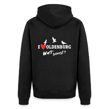 I Love Oldenburg Ich Liebe Oldenburg - Unisex Premium Bio Zip Hoodie - Schwarz - Hinten - Nico (187cm)