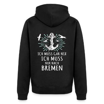 Bremen Urlaub Bremer - Unisex Premium Bio Zip Hoodie - Schwarz - Hinten - Nico (187cm)