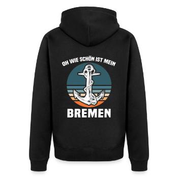Bremen Sprüche Bremer - Unisex Premium Bio Zip Hoodie - Schwarz - Hinten - Nico (187cm)