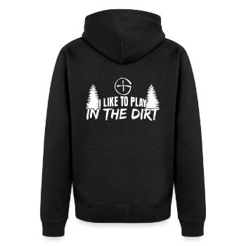 Geocacher Schatzsuche Cache Geocache - Unisex Premium Bio Zip Hoodie - Schwarz - Hinten - Nico (187cm)