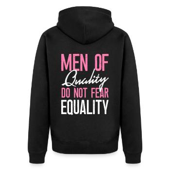 Feminist Men Of Quality Don't Fear - Unisex Premium Bio Zip Hoodie - Schwarz - Hinten - Nico (187cm)