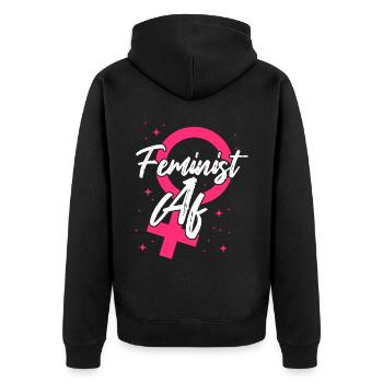 Féministe Féministe Af - Veste à capuche bio Premium Unisexe - noir - Dos - Nico (187cm)