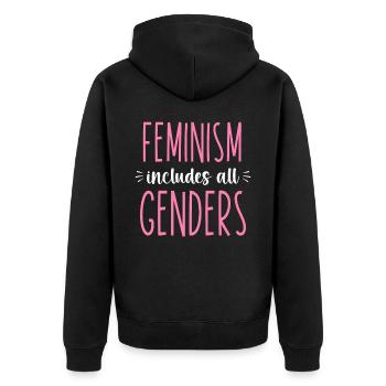 Feminist Feminism Includes All - Unisex Premium Organic Zip Hoodie - black - Back - Nico (187cm)