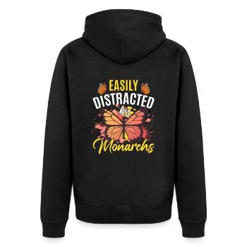 Monarch Butterfly Zitat - Unisex Premium Bio Zip Hoodie - Schwarz - Hinten - Nico (187cm)