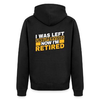 Pensioner pension unsupervised - Unisex Premium Organic Zip Hoodie - black - Back - Nico (187cm)