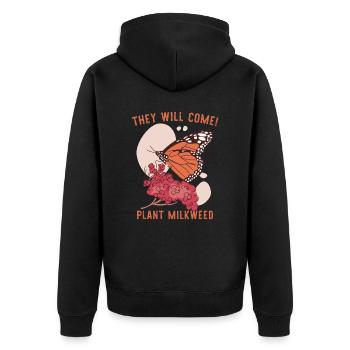 T-shirt papillon monarque asclépiade - Veste à capuche bio Premium Unisexe - noir - Dos - Nico (187cm)