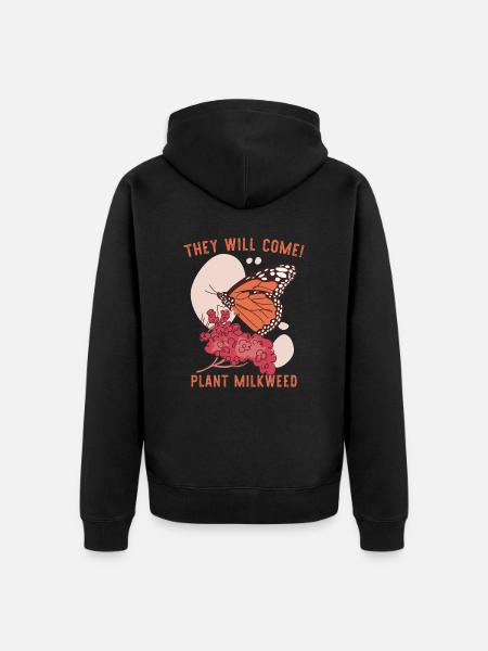 T-shirt papillon monarque asclépiade - Veste à capuche bio Premium Unisexe - noir
