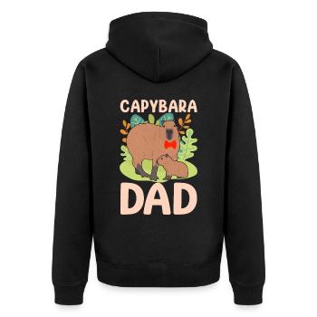 Lustiges Capybara Papa Papa - Unisex Premium Bio Zip Hoodie - Schwarz - Hinten - Nico (187cm)