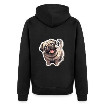 Pug Pug Dog Pug Sunglasses Pug Gift - Unisex Premium Organic Zip Hoodie - black - Back - Nico (187cm)
