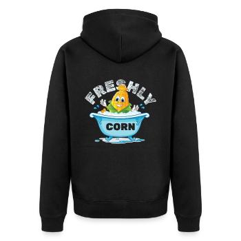 Freshly Corn Mais - Unisex Premium Organic Zip Hoodie - black - Back - Nico (187cm)