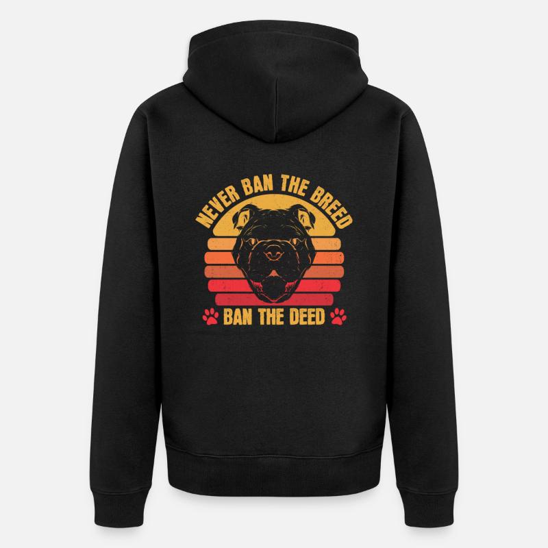 Pitbull Cool Pitbull Verbot - Unisex Premium Bio Zip Hoodie - Schwarz
