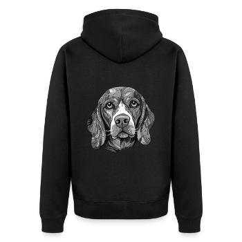 Portrait de chien Beagle - Veste à capuche bio Premium Unisexe - noir - Dos - Nico (187cm)