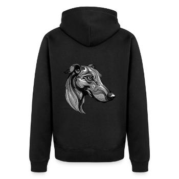 Portrait de chien Greyhound - Veste à capuche bio Premium Unisexe - noir - Dos - Nico (187cm)
